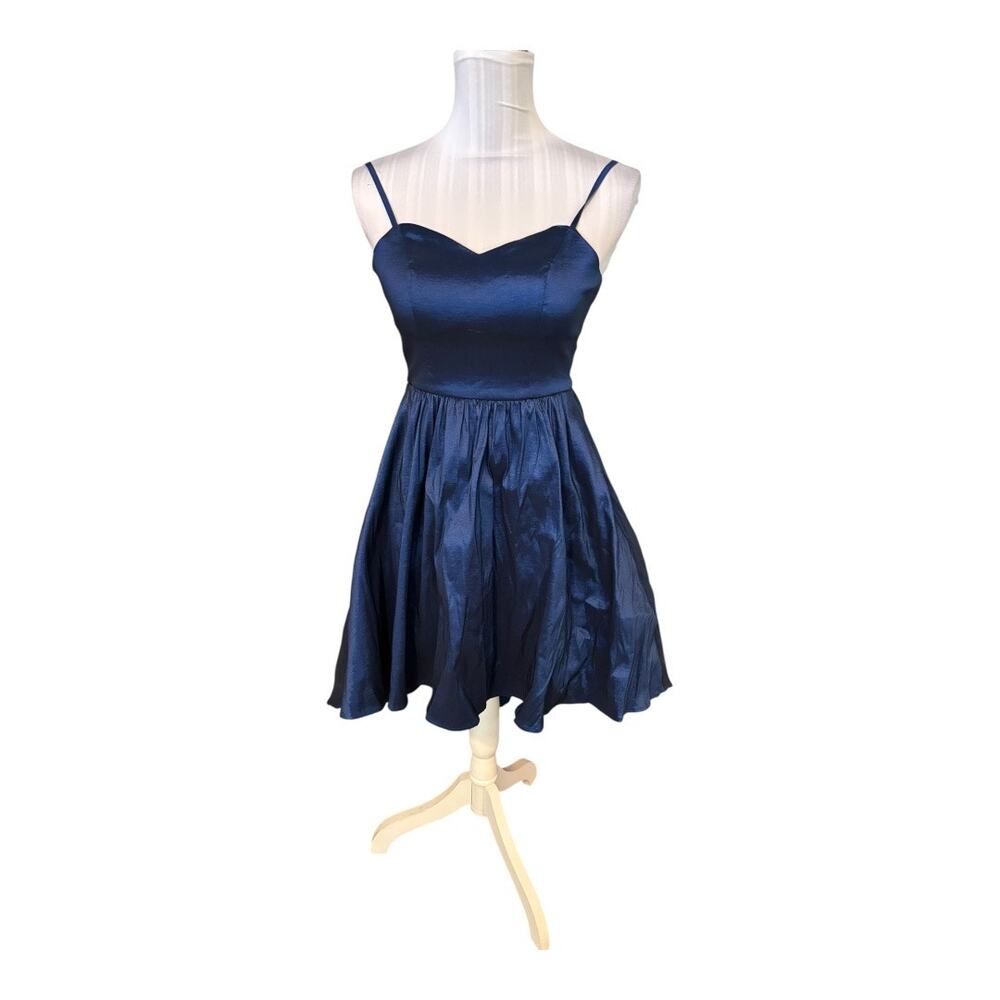 B. Darlin Blue Metallic Prom Cocktail Dress Size 1/2